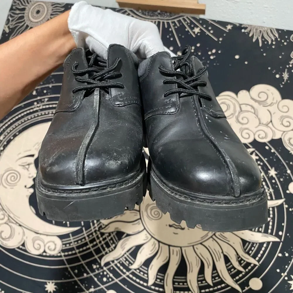 Lugz Drifter MCODL-001 Sneaker Shoes Men's 7.5 Black Leather Lace-Up Casual